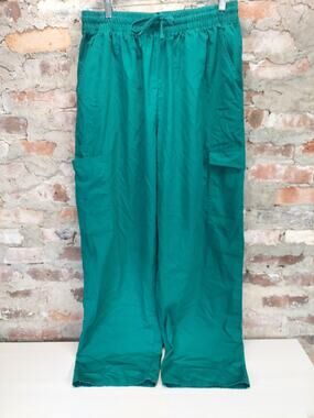 ADAR Unisex Scrub Cargo Pants 2X Tall Teal Green Elastic Drawstring Waist